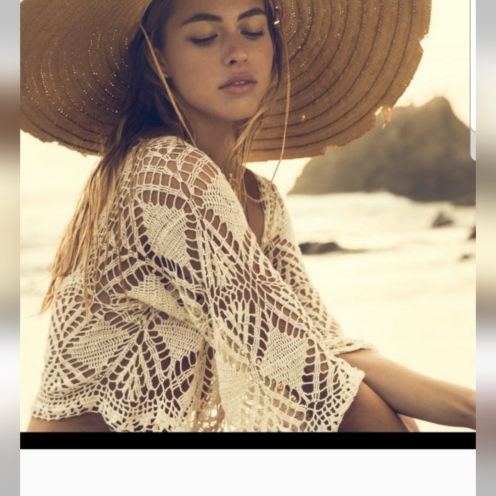 NWT L*Space Cody Crochet Summer Beach Swim Crop Top Coverup - Picture 3 of 12